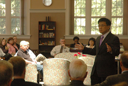 Controller John Chiang speaking in Napa
